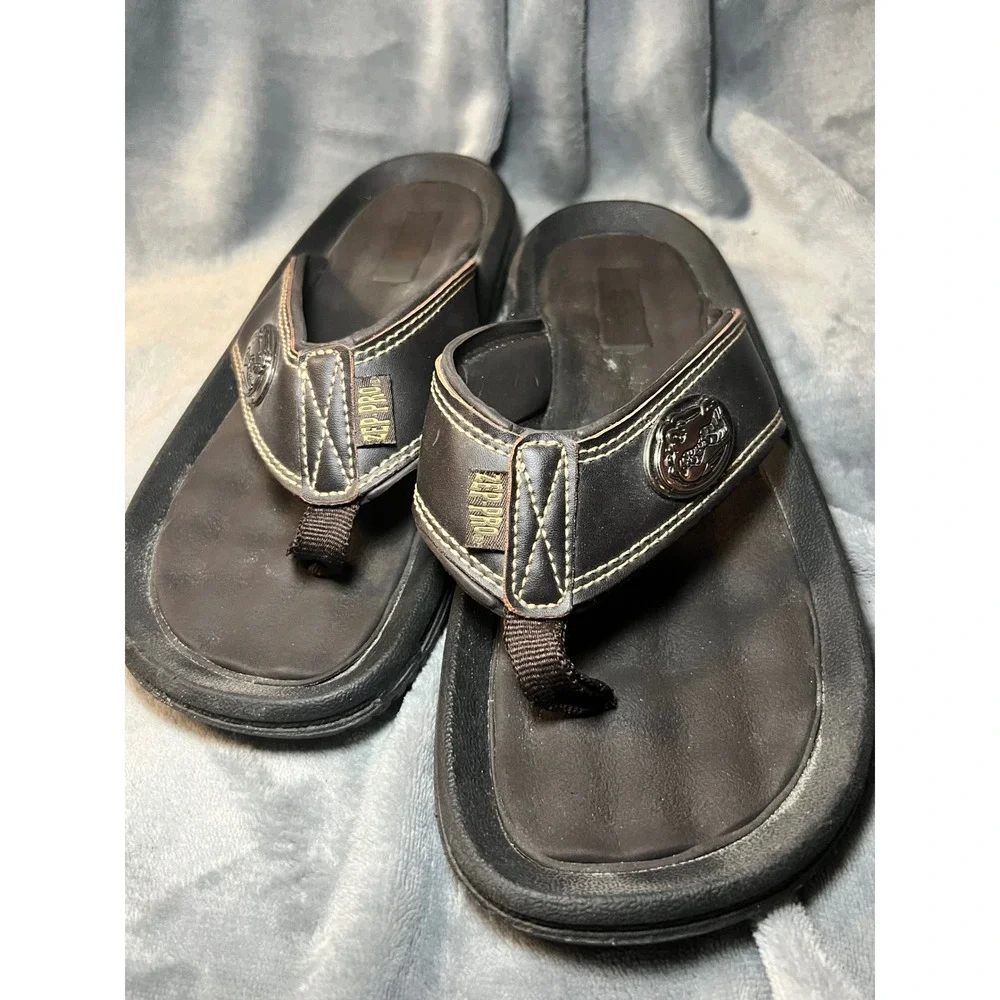 Zep-Pro Mens Leather Flip Flops Florida Gators Logo Sandals Black Size‎ 11